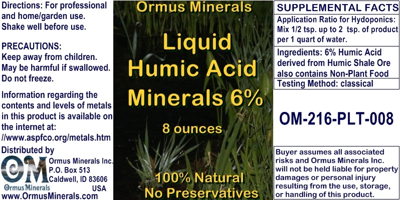 Ormus Minerals - Liquid Humic Acid Minerals 6 Percent for Plants
